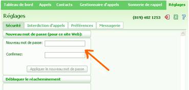 Modification du mot de passe du Gestionnaire de fonctions